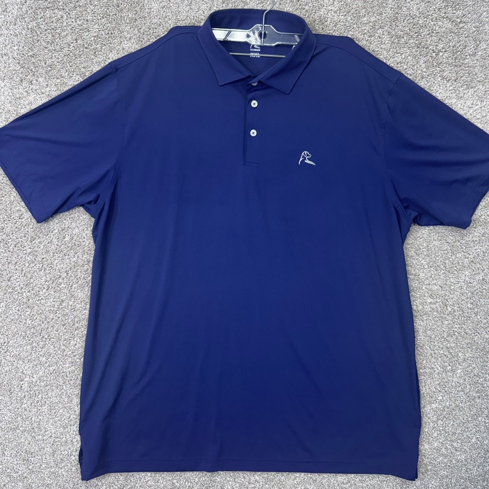 Rhoback Polo Men XXL Performance Navy Blue American Flag Logo EUC